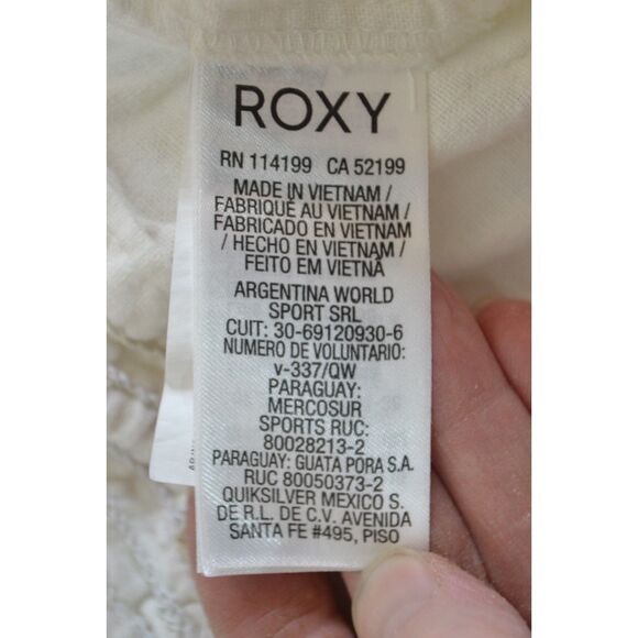 Roxy Oceanside Women's Medium White Linen Blend Beach Pants - Picture 16 of 16